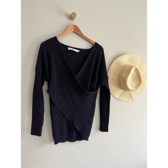 ASTR The Label | Ribbed Cross Wrap Sweater | Navy | Sz S - Picture 2 of 7